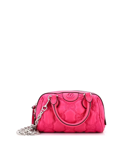 Pre-Owned Gucci Mini Ophidia Convertible Boston Top Handle Bag Gg Matelasse Leather