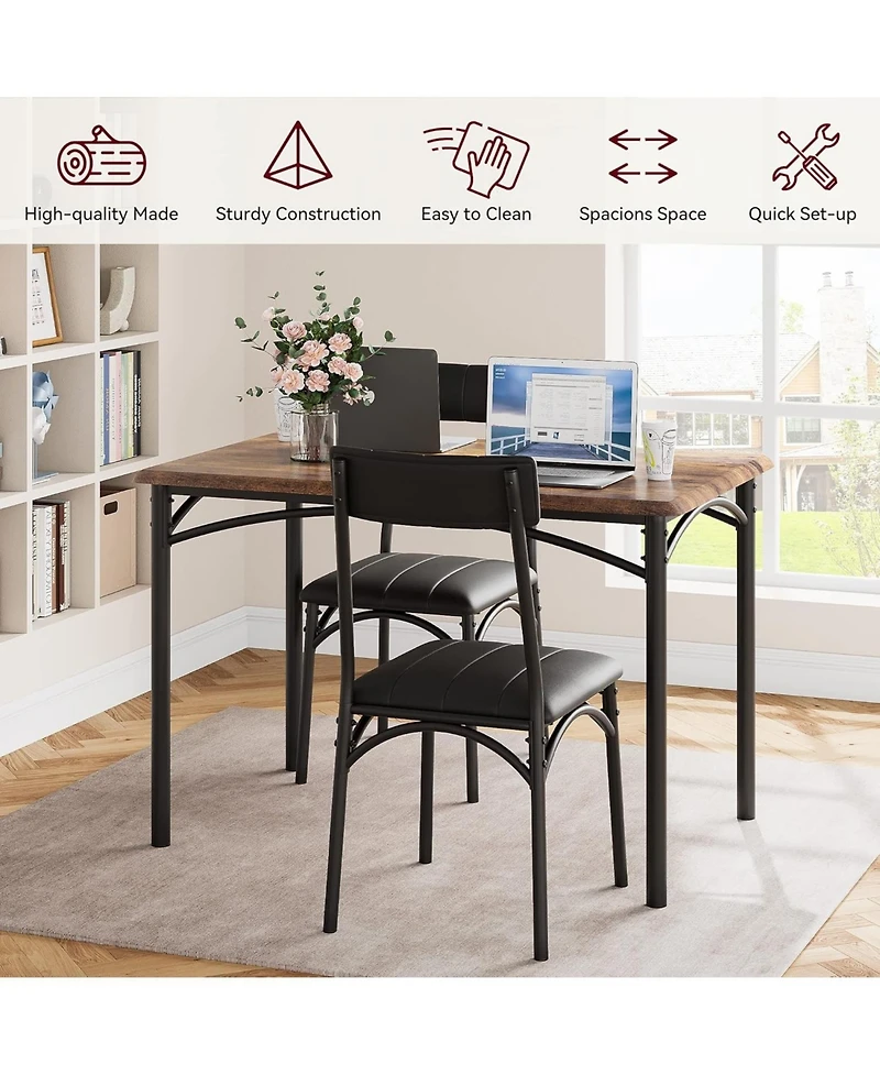 gaomon Dining Table Set for 4, Kitchen Table and Chairs, Rectangular Dining Room Table Set with 4 Upholstered Chairs, 5 Piece Kitchen Table Set