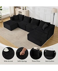 gaomon 137" Modular Sectional Sofa, U-Shaped Cloud Couch with Ottomans