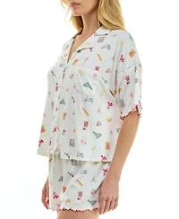 Sincerely Jules Women's Short-Sleeve Top and Elastic Waist Shorts, 2-Piece Set