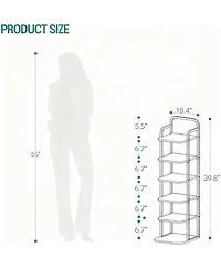 Yigii Vertical Shoe Rack Narrow Tower Adjustable Shelves 2 Hooks