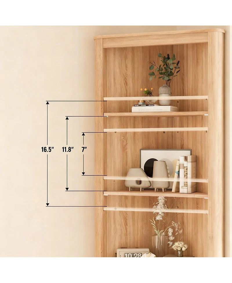 Yigii Tall Corner Cabinet shelf with Fluted Door