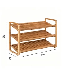 Yigii Bamboo Shoe Shelf Pairs Moisture-Resistant Wood