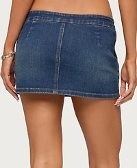 Edikted Women's Fridie Buttoned Denim Mini Skort