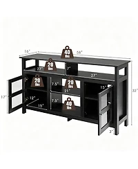 Yigii Farmhouse Table 2 Cabinets 4 Shelves Electric Fireplace Compatible