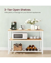 Yigii Kitchen Island 3-Tier Storage Large Worktop Steel Industrial Oak