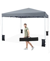 Gymax 10 x Ft Pop up Canopy Tent w/Carrying Bag 4 Sandbags 8 Stakes Wind Ropes