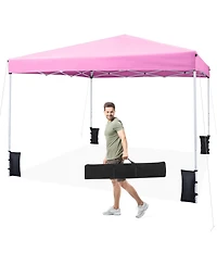 Gymax 10 x Ft Pop up Canopy Tent w/Carrying Bag 4 Sandbags 8 Stakes Wind Ropes