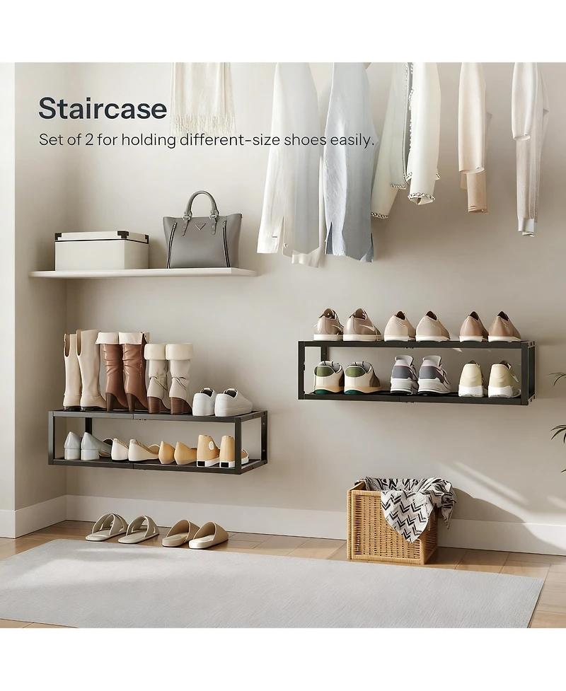 Yigii Wall-Mounted Shoe Rack 2 Pack Metal Hanging shelve