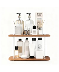 Yigii 3-Tier Adjustable Wood Iron Vanity Storage Shelf Kitchen