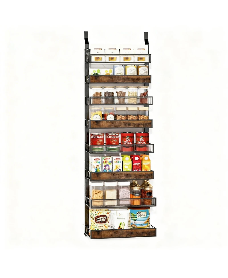 Yigii Tier Over Door Pantry Organizer shelf Adjustable Basket Wall Mount