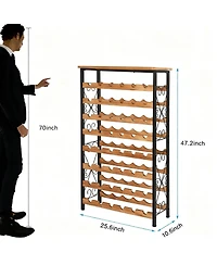 Yigii Bottles Wine Rack Freestanding Floor Wood Top Tier Kitchen Pantry Storage