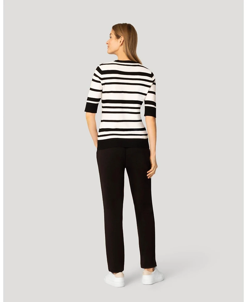 Cable & Gauge Women's V-Neck Texture Stripe Sweater