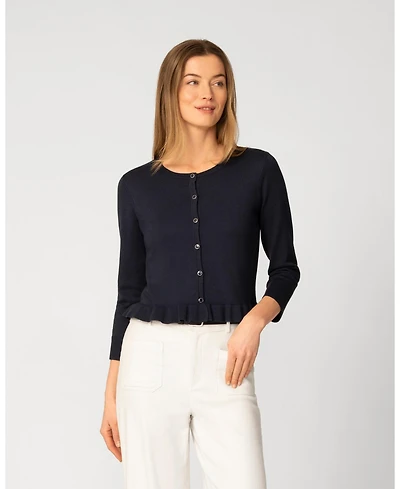 Cable & Gauge Women's Ruffle Hem Button Cardigan