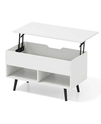 Sugift 31.5 Inch Lift-Top Coffee Table with Hidden Storage and 2 Open Shelves