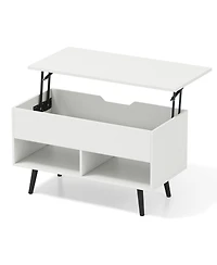 Sugift 31.5 Inch Lift-Top Coffee Table with Hidden Storage and 2 Open Shelves