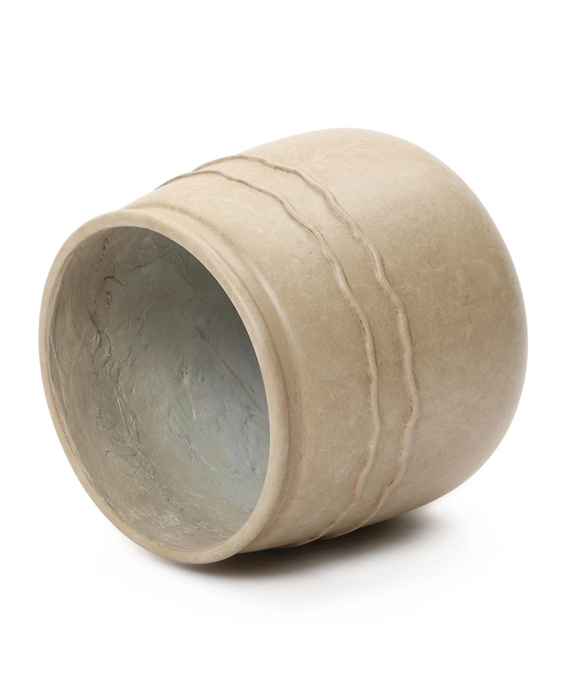 LuxenHome 14" Dia Rustic Brown Large Plant Pot with Drainage, Farmhouse Round Flower Pot Planter for Indoor and Outdoor Plants