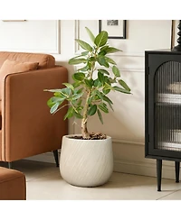 LuxenHome 14" Dia Large Plant Pot with Drainage, Texutred Round Planter Pot for Indoor and Outdoor Plants