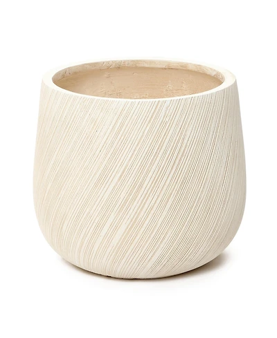 LuxenHome 14" Dia Large Plant Pot with Drainage, Texutred Round Planter Pot for Indoor and Outdoor Plants