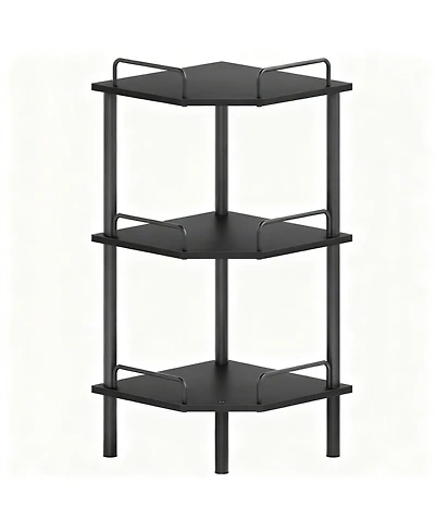Yigii Corner Shelf Stand Industrial Metal Storage Rack for Home Office
