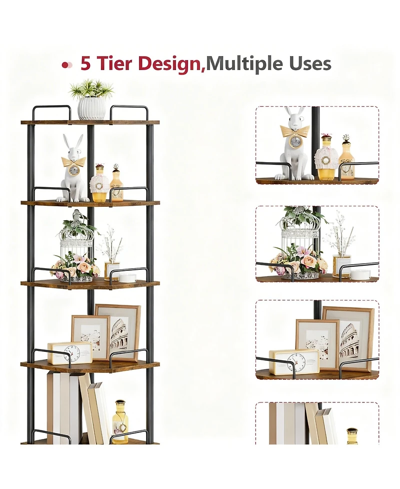 Yigii Corner Shelf Stand Industrial Metal Storage Rack for Home Office