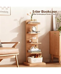 Yigii Solid Wood 5-Tier Narrow Bookshelf Corner Ladder Bookcase