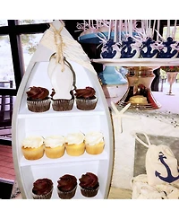 Yigii Wooden Boat Shelf 16.5" Display Fish Net Starfish Seashell Nautical Beach Decor