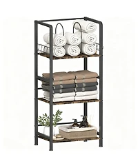 Yigii Freestanding Towel Rack 3-Tier Metal Shelf U-Shaped Dividers Hooks Bathroom