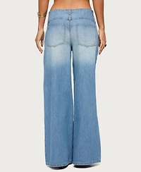 Edikted Women's Wide Waistband Low Rise Baggy Jeans