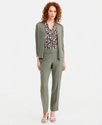 Kasper Petite Mid Rise Straight-Leg Pants