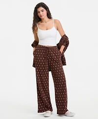 Rebel Veil Juniors' Printed Wide-Leg Drawstring Sweatpants