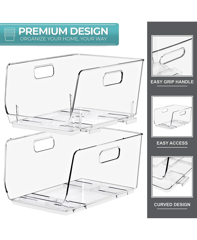 Sorbus Medium Stackable Open Front Storage Bins - For Pantry, Kitchen and Home Organization