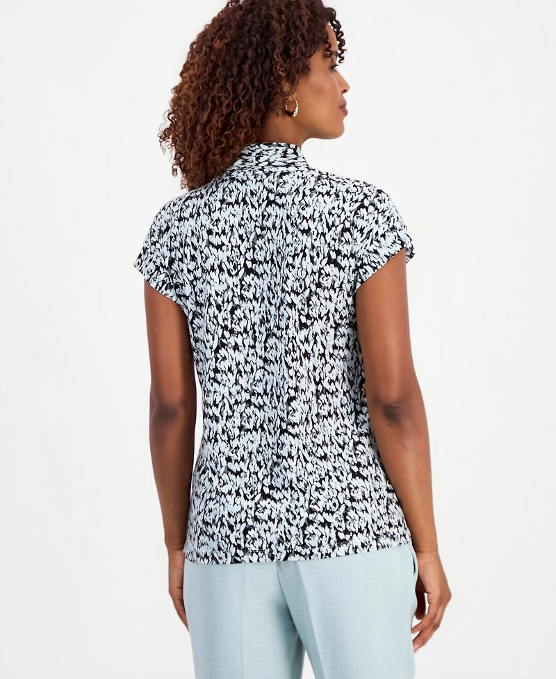 Kasper Women's Printed V-Neck Knit Top