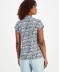 Kasper Women's Printed V-Neck Knit Top