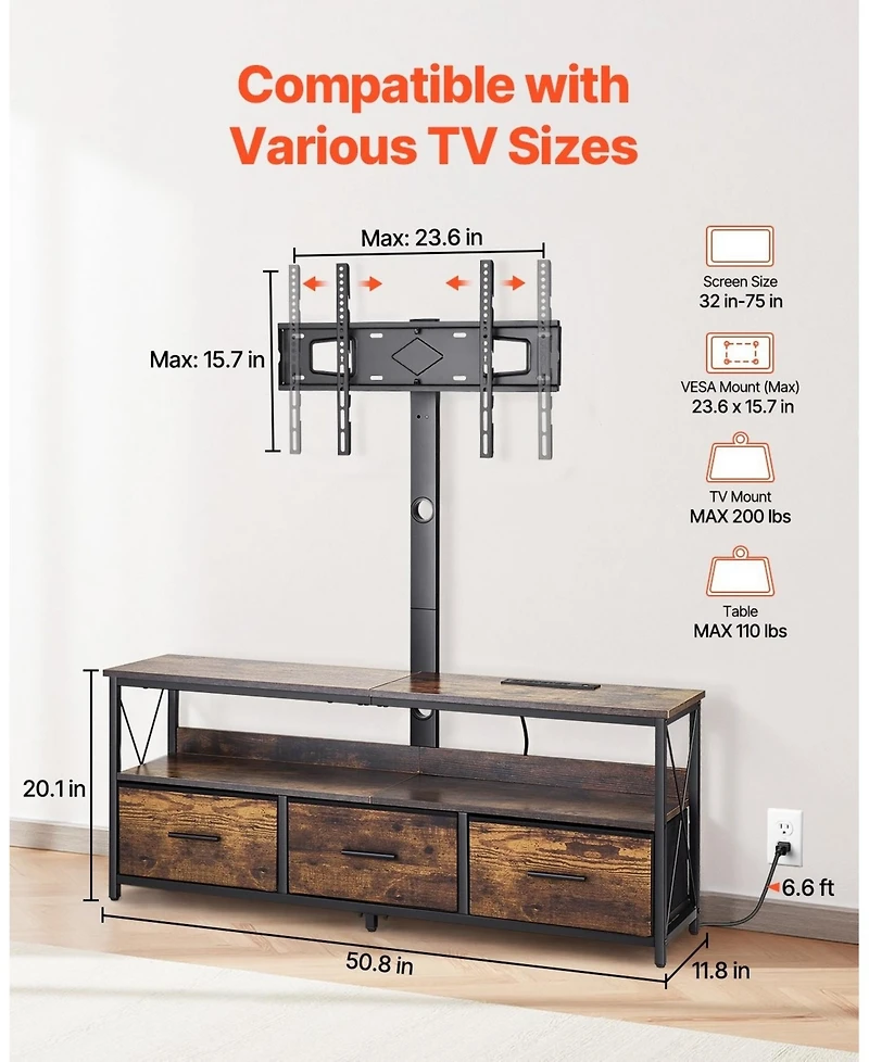 Gouun Tv Stand with Mount and Led Lights for TVs