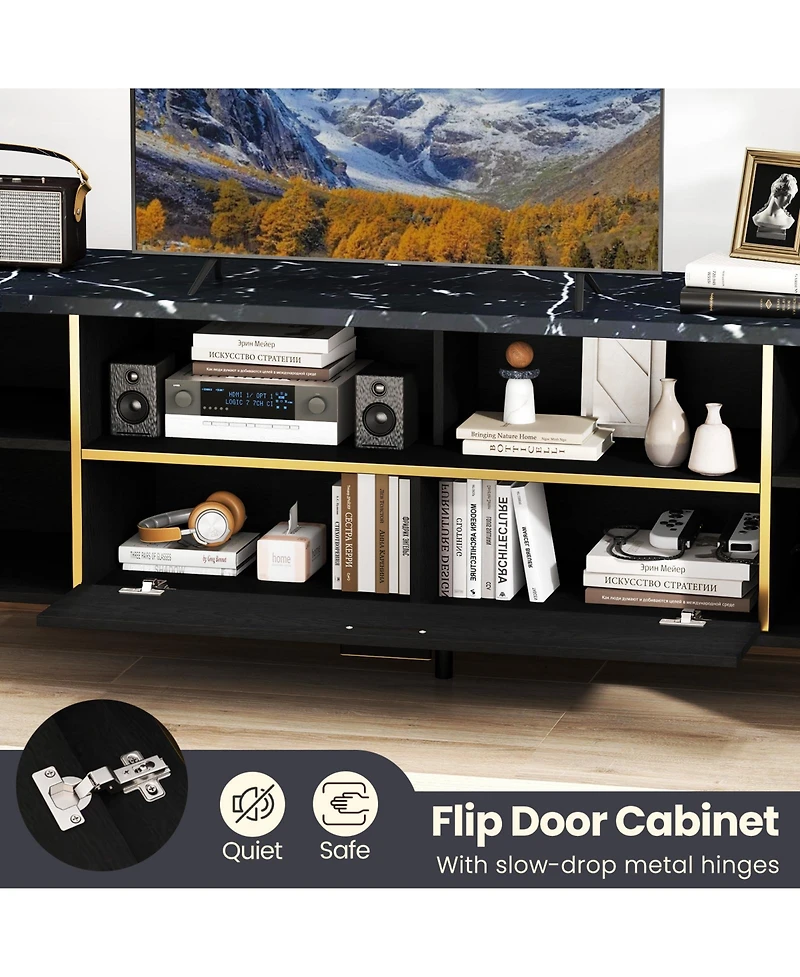 Sugift Tv Stand with Flip Door Cabinet for TVs