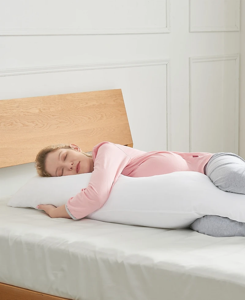 Cheer Collection Hypoallergenic Down Alternative Side Body Pillow with Zippered Cover