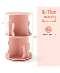 Slickblue 2 Tier Rotating Kids Bookshelf with Bunny Storage Baffles