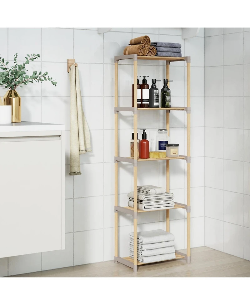 Slickblue 5 Tier Open Bookshelf Storage for Home Office and Bathroom
