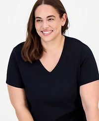 Style & Co Plus Short-Sleeve V-Neck Top, Exclusively at Macy's