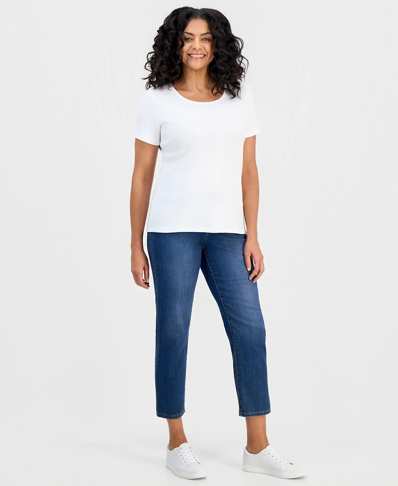 Style & Co Petite Cotton Scoop-Neck Short-Sleeve Top, Created for Macy's