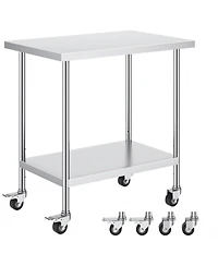 Gouun Stainless Steel Rolling Work Table 24 x 36 x 38 in with 4 Casters