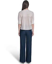 Tommy Hilfiger Women's Puff-Sleeve Button-Front Top