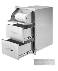 Gouun Stainless Steel Triple Access Outdoor Kitchen Drawers 16.5 x 29 x 20.5 in, Flush Mount Bbq Island