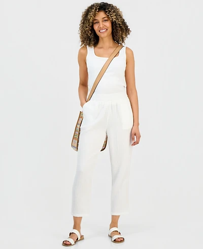Style & Co Petite Mid-Rise Tapered Cotton Pull-On Pants, Macy's Exclusive