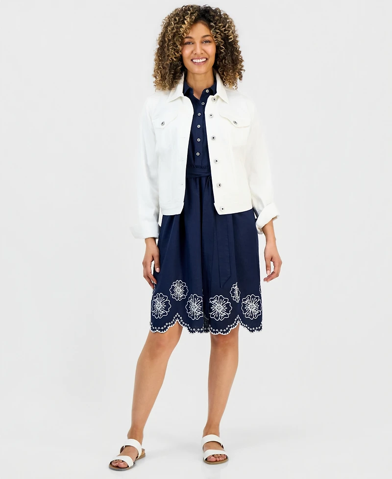 Style & Co Petite Sleeveless Scalloped-Hem Shirtdress, Macy's Exclusive