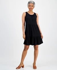 Style & Co Petite Round-Neck Tiered Tank Dress, Macys Exclusive