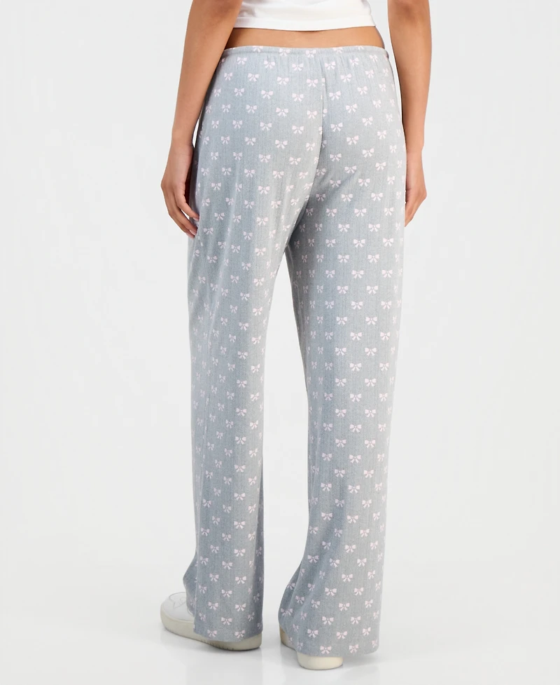 Hippie Rose Juniors' Pointelle Printed Drawstring Lounge Pants
