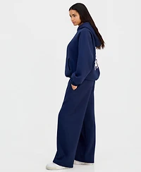 The Happy Camp3r Juniors' Puff-Print Wide-Leg Sweatpants