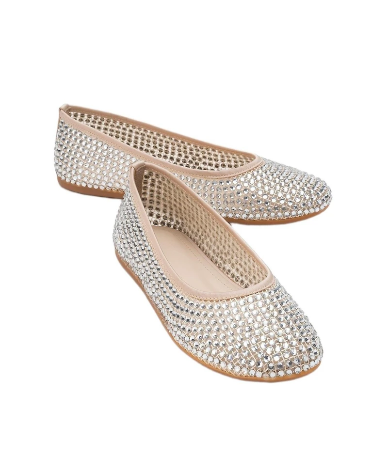 Prologue Shoes Runway Mesh Embellished Ballet Flat